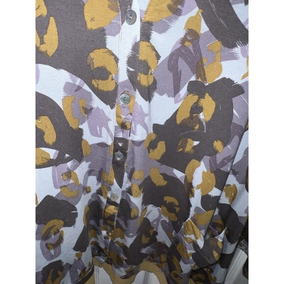 LOGO By Lori Goldstein Top Large Multicolor Boho camo Button Cardigan Tunic - Picture 3 of 11